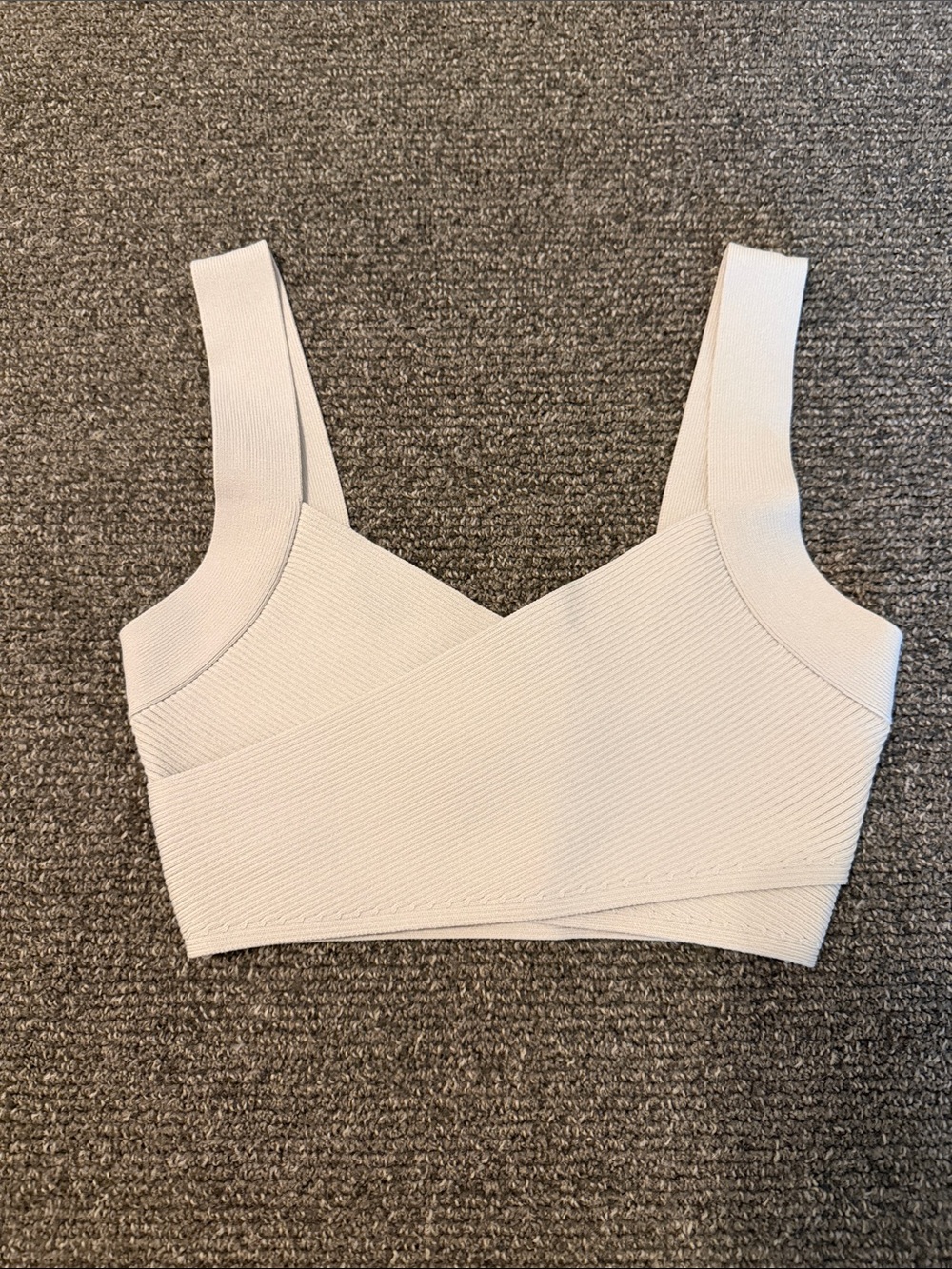 Babaton Sculpt Knit Cropped Tank in Matte Pearl